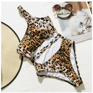 Sexy Leopard One Piece Swimsuit One Shoulder